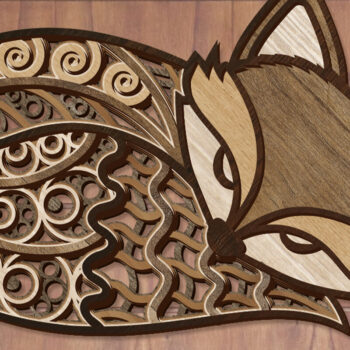 Intra απο ξύλο plywood  Χρώμα wenge 3mm-4mm πάχος - Χαριτωμένο Fox διακοσμημένο πάνελ τοίχου Δίασταση 14x8 cm INTRAFABR-99935711 - Image 1