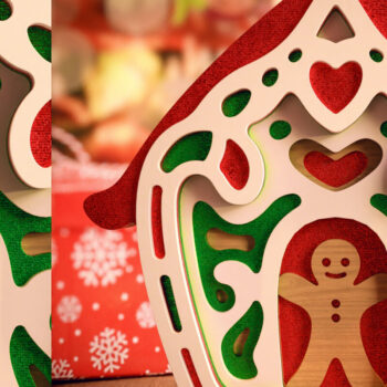 Intra απο ξύλο plywood  Χρώμα wenge 3mm-4mm πάχος - Χαριτωμένο Gingerbread House 3D Layered Δίασταση 20x25 cm INTRAFABR-99935738 - Image 2