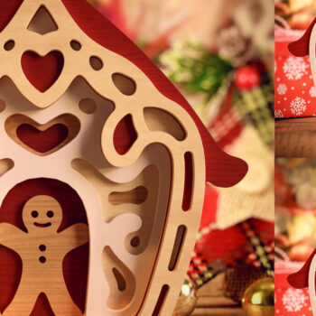 Intra απο ξύλο plywood  Χρώμα wenge 3mm-4mm πάχος - Χαριτωμένο Gingerbread House 3D Layered Δίασταση 20x25 cm INTRAFABR-99935738 - Image 4