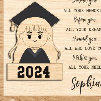 Intra απο ξύλο plywood  Χρώμα wenge 3mm-4mm πάχος - Χαριτωμένο κορίτσι αποφοίτησης Δίασταση 20x20 cm INTRAFABR-70048776 - Image 1