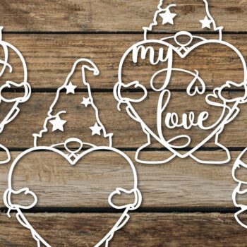 Intra απο ξύλο plywood  Χρώμα wenge 3mm-4mm πάχος - Cute Gnome , Valentine Gnome Δίασταση 20x20 cm INTRAFABR-99050385 - Image 1