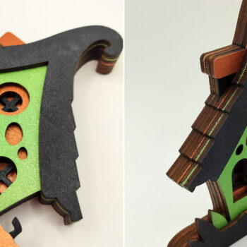 Intra απο ξύλο plywood Χρώμα wenge 3mm-4mm πάχος - Χαριτωμένο Halloween House V1 | 3D Layered Δίασταση 4x4 cm INTRAFABR-99049869 - Image 2