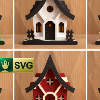 Intra απο ξύλο plywood Χρώμα wenge 3mm-4mm πάχος - Χαριτωμένο Halloween House V2 | 3D Layered Δίασταση 4x4 cm INTRAFABR-99049876 - Image 9