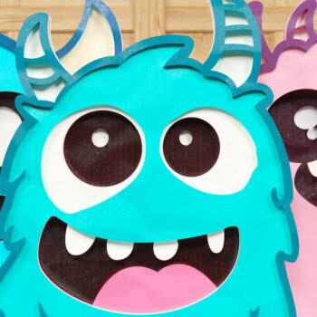 Intra απο ξύλο plywood Χρώμα wenge 3mm-4mm πάχος - Χαριτωμένο Halloween Monster 3D Papercut B Δίασταση 1500x1500 cm INTRAFABR-98987422 - Image 1