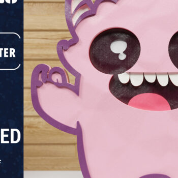 Intra απο ξύλο plywood Χρώμα wenge 3mm-4mm πάχος - Χαριτωμένο Halloween Monster 3D Papercut B Δίασταση 1500x1500 cm INTRAFABR-98987422 - Image 4