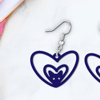 Intra απο ξύλο plywood  Χρώμα wenge 3mm-4mm πάχος - Cute Heart σκουλαρίκια γάτας Δίασταση 900x900 cm INTRAFABR-98987624 - Image 2