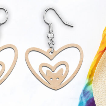 Intra απο ξύλο plywood  Χρώμα wenge 3mm-4mm πάχος - Cute Heart σκουλαρίκια γάτας Δίασταση 900x900 cm INTRAFABR-98987624 - Image 4