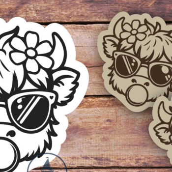 Intra απο ξύλο plywood  Χρώμα wenge 3mm-4mm πάχος - Χαριτωμένα σκουλαρίκια Highland Cow Summer Laser Δίασταση 3x3 cm INTRAFABR-72641336 - Image 1