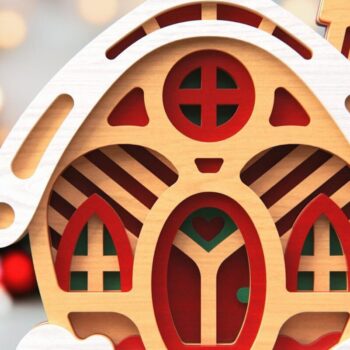 Intra απο ξύλο plywood  Χρώμα wenge 3mm-4mm πάχος - Πακέτο Cute Houses | 3D Layered Δίασταση 16x6 cm INTRAFABR-101013684 - Image 2