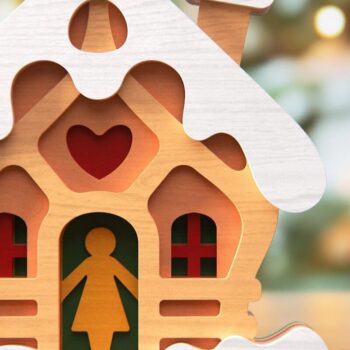 Intra απο ξύλο plywood  Χρώμα wenge 3mm-4mm πάχος - Πακέτο Cute Houses | 3D Layered Δίασταση 16x6 cm INTRAFABR-101013684 - Image 5