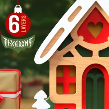 Intra απο ξύλο plywood  Χρώμα wenge 3mm-4mm πάχος - Πακέτο Cute Houses | 3D Layered Δίασταση 16x6 cm INTRAFABR-101013684 - Image 6