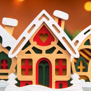 Intra απο ξύλο plywood  Χρώμα wenge 3mm-4mm πάχος - Πακέτο Cute Houses | 3D Layered Δίασταση 16x6 cm INTRAFABR-101013684 - Image 14