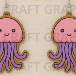 Intra απο ξύλο plywood  Χρώμα wenge 3mm-4mm πάχος - Χαριτωμένα σκουλαρίκια μέδουσες Δίασταση 3x3 cm INTRAFABR-101013689