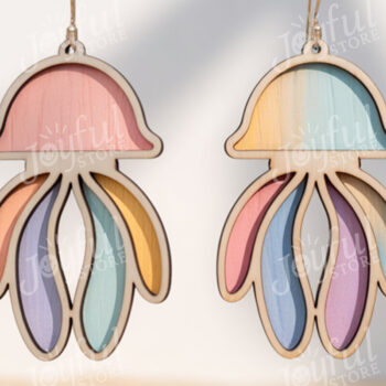 Intra απο ξύλο plywood Χρώμα wenge 3mm-4mm πάχος - Χαριτωμένα σκουλαρίκια μέδουσες Δίασταση 3x3 cm INTRAFABR-101013694 - Image 1