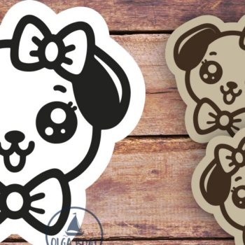 Intra απο ξύλο plywood Χρώμα wenge 3mm-4mm πάχος - Χαριτωμένα σκουλαρίκια Kawaii σκυλί με λέιζερ Δίασταση 3x3 cm INTRAFABR-101013705 - Image 1