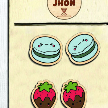 Intra απο ξύλο plywood Χρώμα wenge 3mm-4mm πάχος - Χαριτωμένα σκουλαρίκια Kawaii Stud -Break Jhon Δίασταση 3x3 cm INTRAFABR-122961157 - Image 3