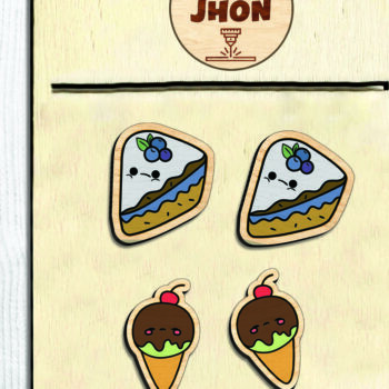 Intra απο ξύλο plywood Χρώμα wenge 3mm-4mm πάχος - Χαριτωμένα σκουλαρίκια Kawaii Stud -Break Jhon Δίασταση 3x3 cm INTRAFABR-122961157 - Image 4