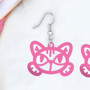 Intra απο ξύλο plywood  Χρώμα wenge 3mm-4mm πάχος - Σκουλαρίκια με λέιζερ Cute Kitty Cat Δίασταση 900x900 cm INTRAFABR-100936768 - Image 4