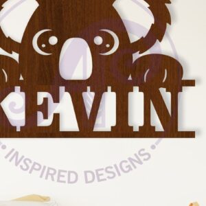 Intra απο ξύλο plywood  Χρώμα wenge 3mm-4mm πάχος - Χαριτωμένο κοπής λέιζερ Name Koala Δίασταση 30x20 cm INTRAFABR-100937275