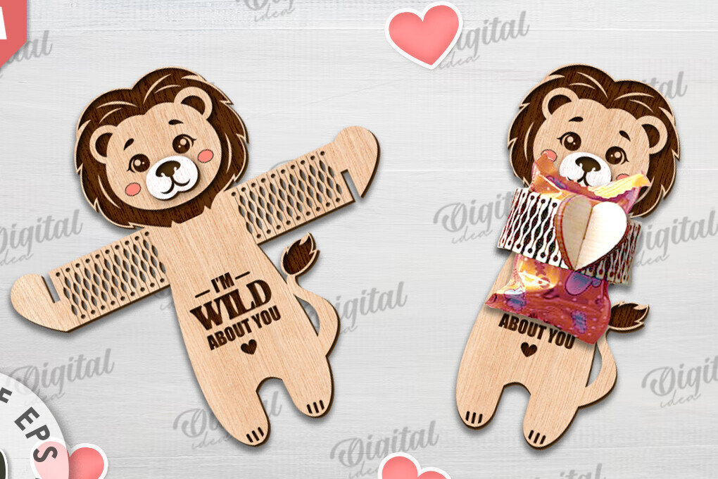 Intra απο ξύλο plywood  Χρώμα wenge 3mm-4mm πάχος - Cute Lion Candy Holder Δίασταση 30x20 cm INTRAFABR-119507551