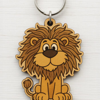 Intra απο ξύλο plywood Χρώμα wenge 3mm-4mm πάχος - Cute Lion Keychain Δίασταση 4x4 cm INTRAFABR-39274774 - Image 1