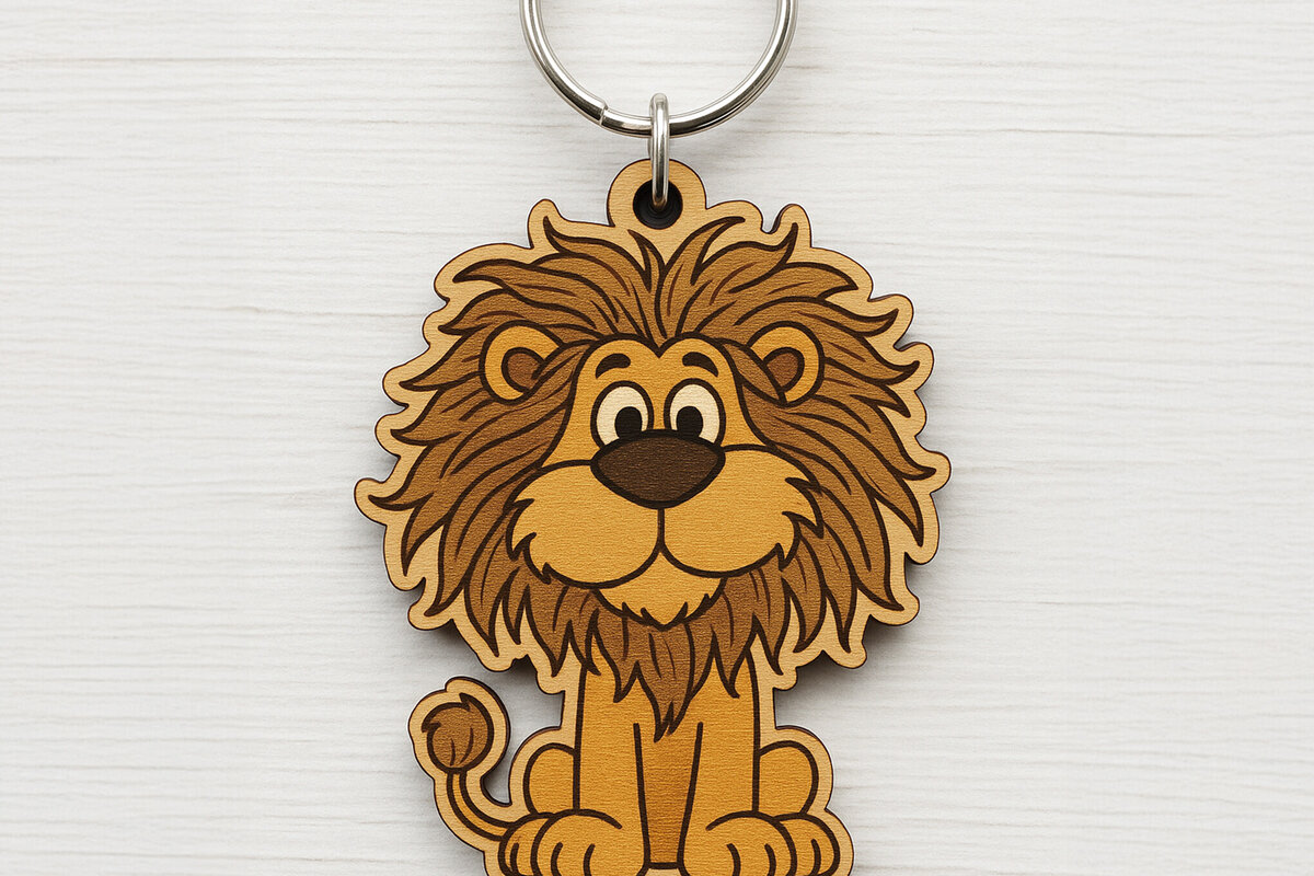 Intra απο ξύλο plywood  Χρώμα wenge 3mm-4mm πάχος - Cute Lion Keychain Δίασταση 4x4 cm INTRAFABR-39274774