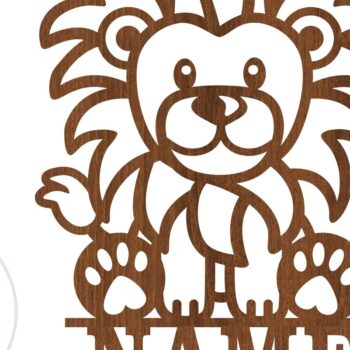 Intra απο ξύλο plywood  Χρώμα wenge 3mm-4mm πάχος - Χαριτωμένο σημάδι ονόματος λιονταριού Templa Δίασταση 30x20 cm INTRAFABR-39957975 - Image 3