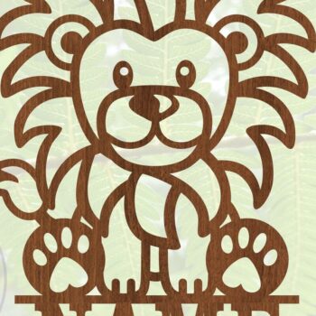 Intra απο ξύλο plywood  Χρώμα wenge 3mm-4mm πάχος - Χαριτωμένο σημάδι ονόματος λιονταριού Templa Δίασταση 30x20 cm INTRAFABR-39957975 - Image 4