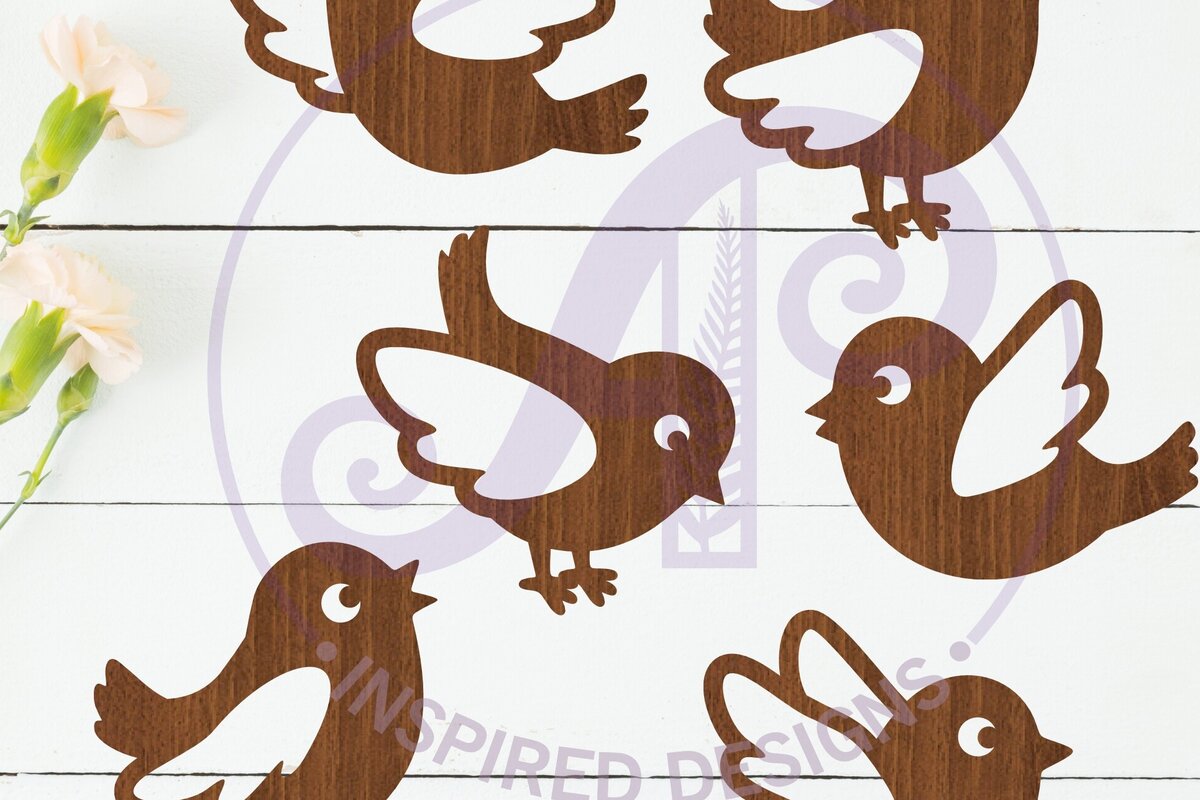 Intra απο ξύλο plywood  Χρώμα wenge 3mm-4mm πάχος - Cute Little Birds Silhouette Δίασταση 30x20 cm INTRAFABR-36870357
