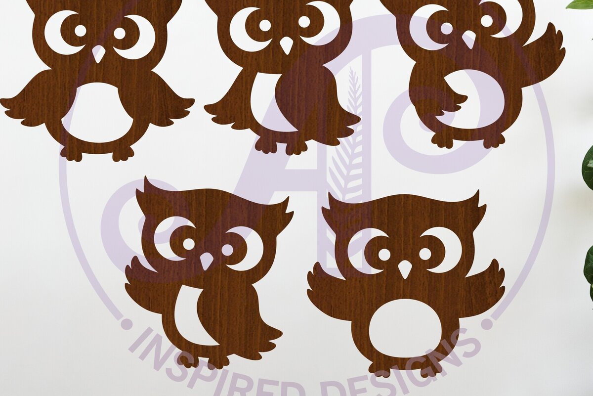 Intra απο ξύλο plywood  Χρώμα wenge 3mm-4mm πάχος - Cute Little Owls Silhouette Δίασταση 30x20 cm INTRAFABR-44666992