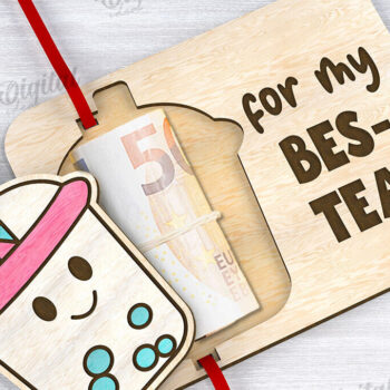 Intra απο ξύλο plywood  Χρώμα wenge 3mm-4mm πάχος - Cute Money Holder με λέιζερ Δίασταση 30x20 cm INTRAFABR-74150355 - Image 1