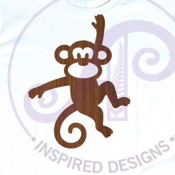 Intra απο ξύλο plywood Χρώμα wenge 3mm-4mm πάχος - Cute Monkey Silhouette Κοψίματα με λέιζερ 1 Δίασταση 30x20 cm INTRAFABR-58809522 - Image 3