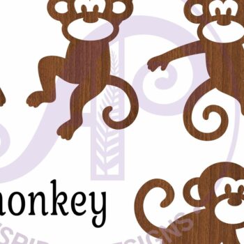 Intra απο ξύλο plywood Χρώμα wenge 3mm-4mm πάχος - Cute Monkey Silhouette Κοψίματα με λέιζερ 1 Δίασταση 30x20 cm INTRAFABR-58809522 - Image 4