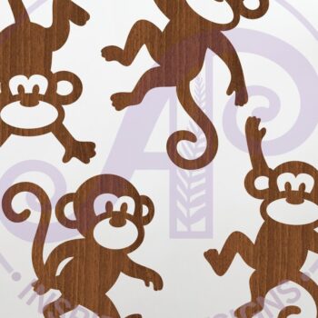 Intra απο ξύλο plywood  Χρώμα wenge 3mm-4mm πάχος - Cute Monkey Silhouette Κοψίματα λέιζερ 2 Δίασταση 30x20 cm INTRAFABR-113924376 - Image 1
