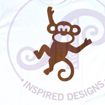 Intra απο ξύλο plywood  Χρώμα wenge 3mm-4mm πάχος - Cute Monkey Silhouette Κοψίματα λέιζερ 2 Δίασταση 30x20 cm INTRAFABR-113924376 - Image 3