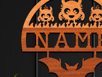 Intra απο ξύλο plywood Χρώμα wenge 3mm-4mm πάχος - Cute Monster Name Δίασταση 30x20 cm INTRAFABR-28417245 - Image 1