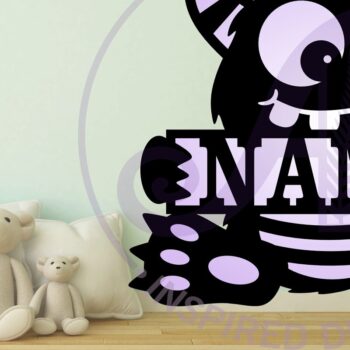 Intra απο ξύλο plywood  Χρώμα wenge 3mm-4mm πάχος - Cute Monster Name Design Sign 1 Cut file Δίασταση 30x20 cm INTRAFABR-111527024 - Image 2
