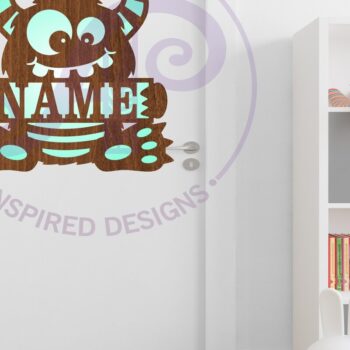 Intra απο ξύλο plywood  Χρώμα wenge 3mm-4mm πάχος - Cute Monster Name Design Sign 1 Cut file Δίασταση 30x20 cm INTRAFABR-111527024 - Image 3