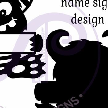 Intra απο ξύλο plywood  Χρώμα wenge 3mm-4mm πάχος - Cute Monster Name Design Sign 1 Cut file Δίασταση 30x20 cm INTRAFABR-111527024 - Image 4