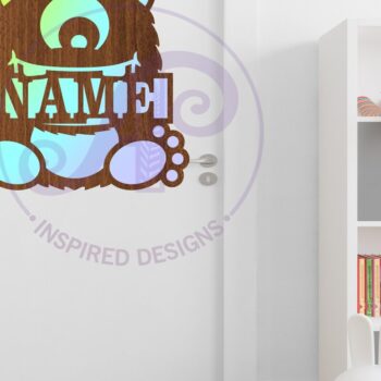 Intra απο ξύλο plywood  Χρώμα wenge 3mm-4mm πάχος - Cute Monster Name Design Sign 2 Δίασταση 30x20 cm INTRAFABR-28457684 - Image 3