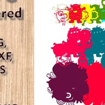 Intra απο ξύλο plywood  Χρώμα wenge 3mm-4mm πάχος - Αρχεία πολλαπλών επιπέδων 3D Cute Monsters Δίασταση 4x9 cm INTRAFABR-65343056 - Image 3