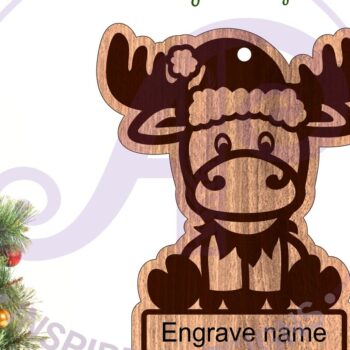 Intra απο ξύλο plywood  Χρώμα wenge 3mm-4mm πάχος - Χαριτωμένο χριστουγεννιάτικο στολίδι άλκες Laser Δίασταση 6x6 cm INTRAFABR-117109215 - Image 1