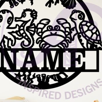 Intra απο ξύλο plywood Χρώμα wenge 3mm-4mm πάχος - Χαριτωμένα ζώα του ωκεανού όνομα επιτοίχιας τέχνης Δίασταση 40x50 cm INTRAFABR-109079250 - Image 2