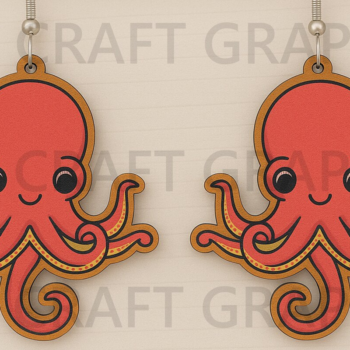 Intra απο ξύλο plywood Χρώμα wenge 3mm-4mm πάχος - Χαριτωμένα σκουλαρίκια χταπόδι Δίασταση 3x3 cm INTRAFABR-43250652 - Image 1