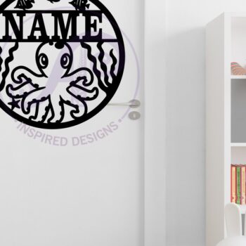 Intra απο ξύλο plywood  Χρώμα wenge 3mm-4mm πάχος - Χαριτωμένο χταπόδι με όνομα Laser Δίασταση 30x20 cm INTRAFABR-47244050 - Image 3