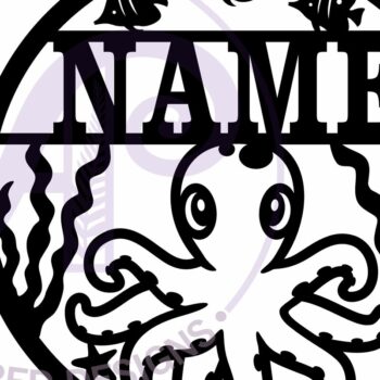 Intra απο ξύλο plywood  Χρώμα wenge 3mm-4mm πάχος - Χαριτωμένο χταπόδι με όνομα Laser Δίασταση 30x20 cm INTRAFABR-47244050 - Image 4