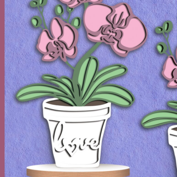 Intra απο ξύλο plywood  Χρώμα wenge 3mm-4mm πάχος - Cute Orchids . Λατρεύω το Μαμά Δίασταση 20x20 cm INTRAFABR-102426672 - Image 1