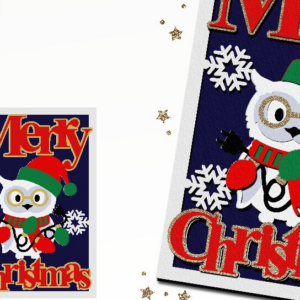 Intra απο ξύλο plywood  Χρώμα wenge 3mm-4mm πάχος - Χαριτωμένη χριστουγεννιάτικη κάρτα κουκουβάγιας Δίασταση 30x20 cm INTRAFABR-77677074