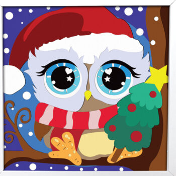 Intra απο ξύλο plywood  Χρώμα wenge 3mm-4mm πάχος - Cute Owl Christmas Shadow Box Δίασταση 20x20 cm INTRAFABR-77677092 - Image 1