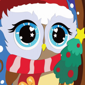Intra απο ξύλο plywood  Χρώμα wenge 3mm-4mm πάχος - Cute Owl Christmas Shadow Box Δίασταση 20x20 cm INTRAFABR-77677092 - Image 2